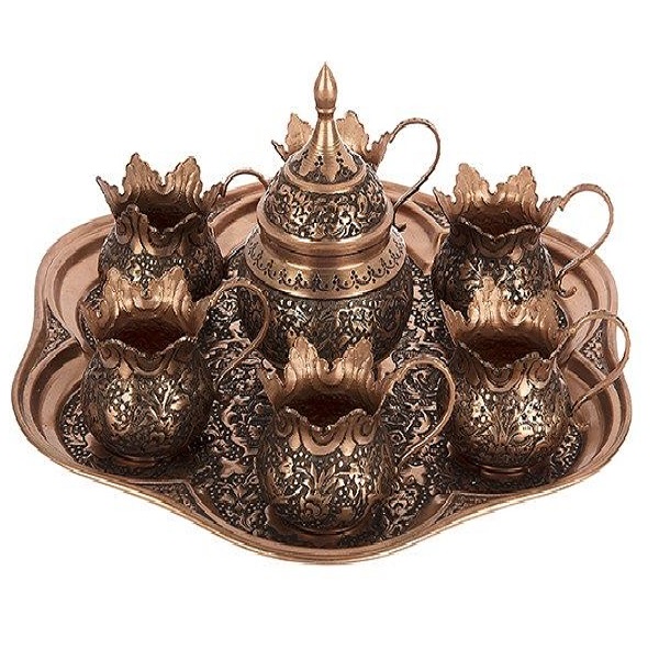 Eight-Piece Engraved Tea Set with Circular Design view 1