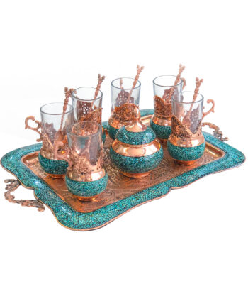 Eight-piece Turquoise Inlaying (FiroozehKoobi) Tea Set Code fi 121 view 1