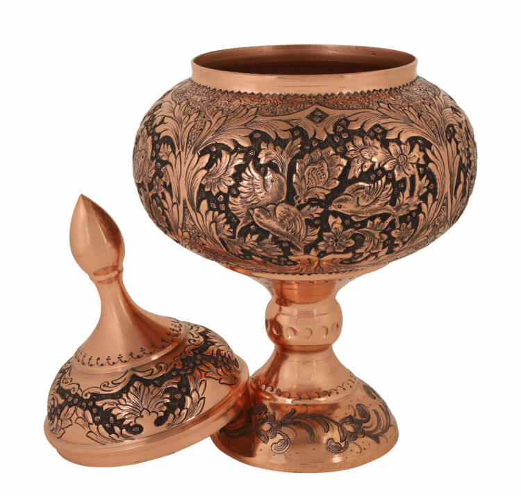 Engraved Chocolate Bowl with Flower and Bird Design Code 904 view 4