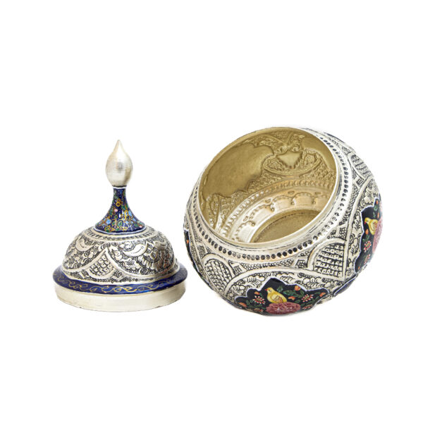 Engraved Chocolate Bowl with Miniature Painting Flower and Bird Design Code 7160 view 2