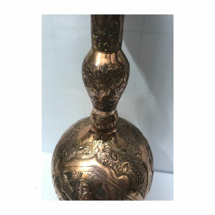 Engraved Copper Vase with Man and Inn Design Code 01, Set of 2 view 6