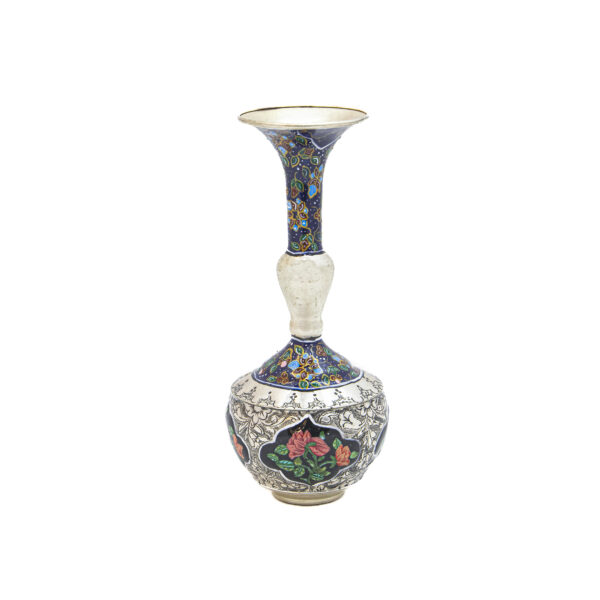 Engraved Vase with Miniature Flower and Bird Painting Design Code 7164 view 1