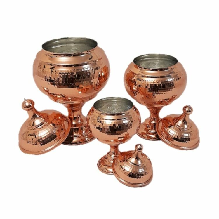 Fazli Zanjan Copper Chocolate Dish, Spherical Model, 3-Piece Set view 6