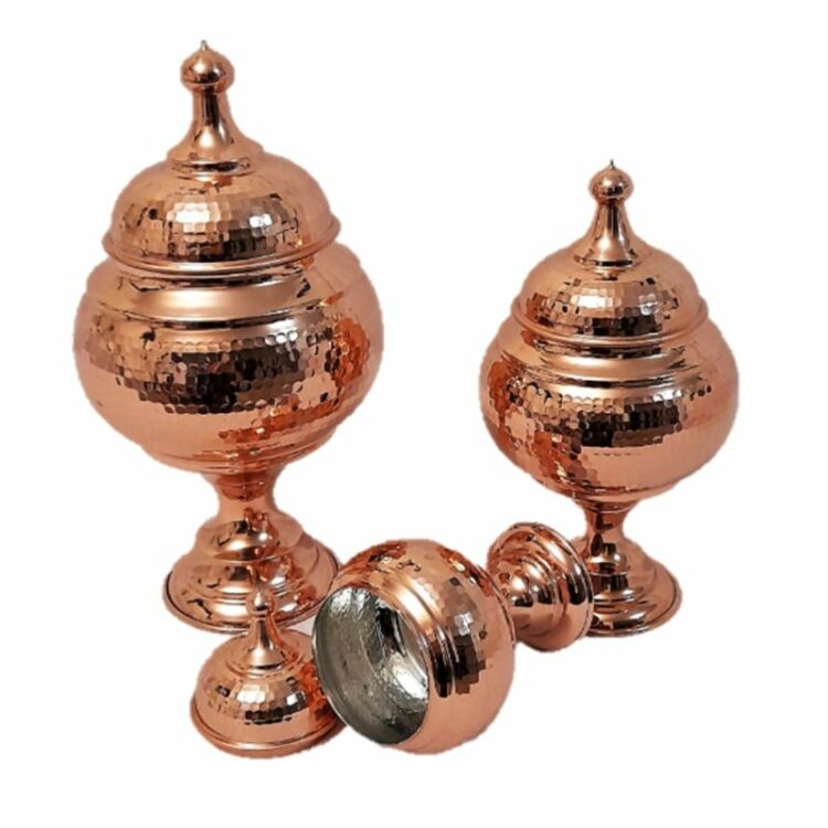 Fazli Zanjan Copper Chocolate Dish, Spherical Model, 3-Piece Set view 7