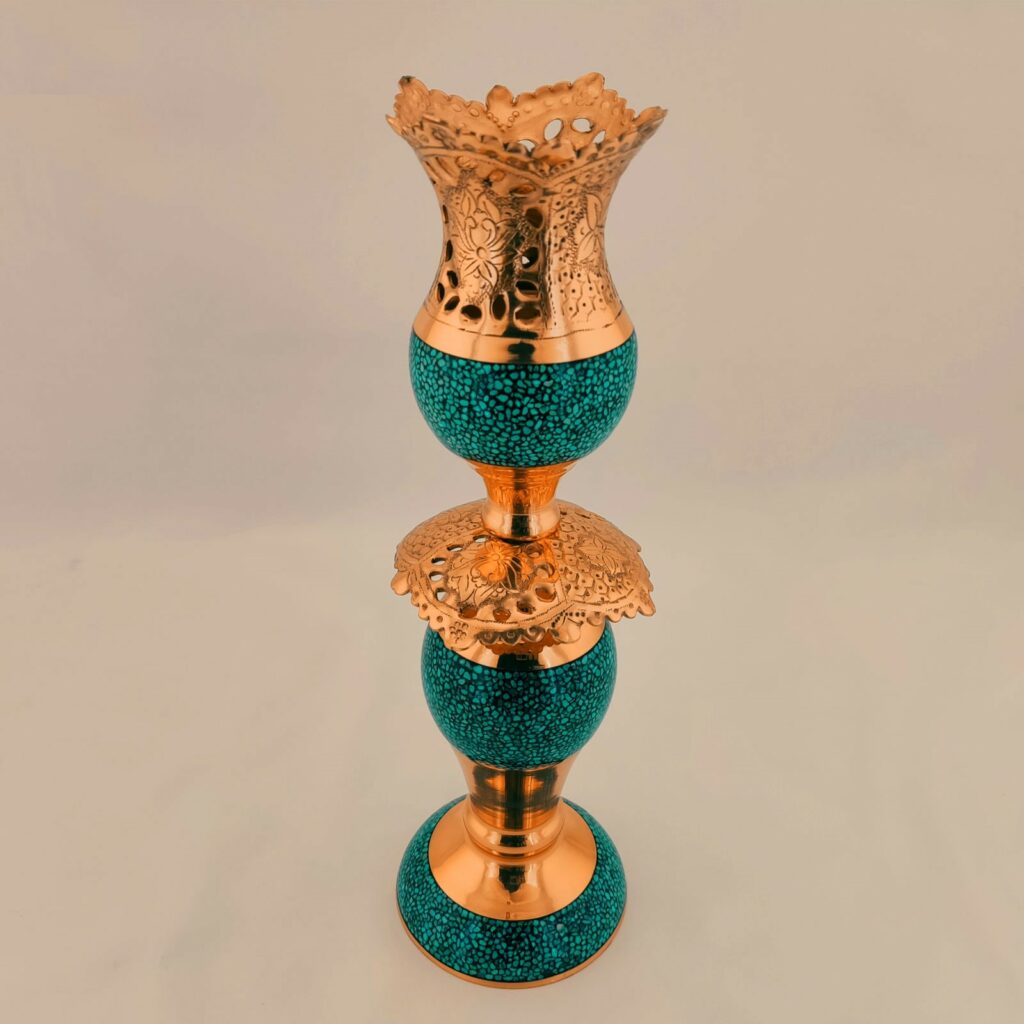 Turquoise Inlaying (FiroozehKoobi) Candlestick Model HF207 Set of 2 view 3
