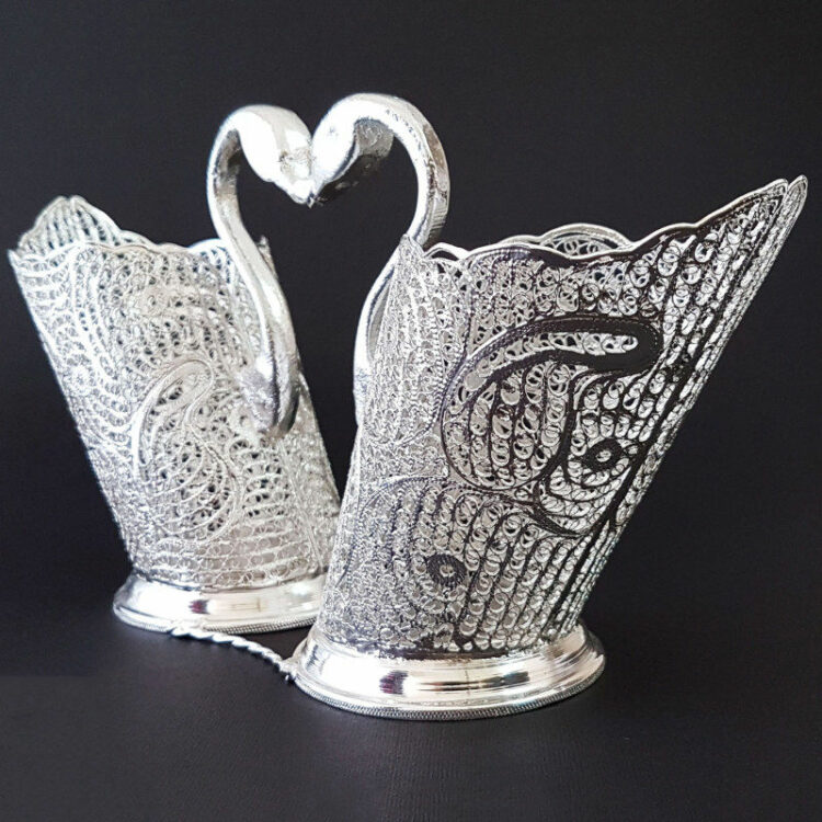 Filigree Knife and Fork Holder Swan Model Code 03 view 4