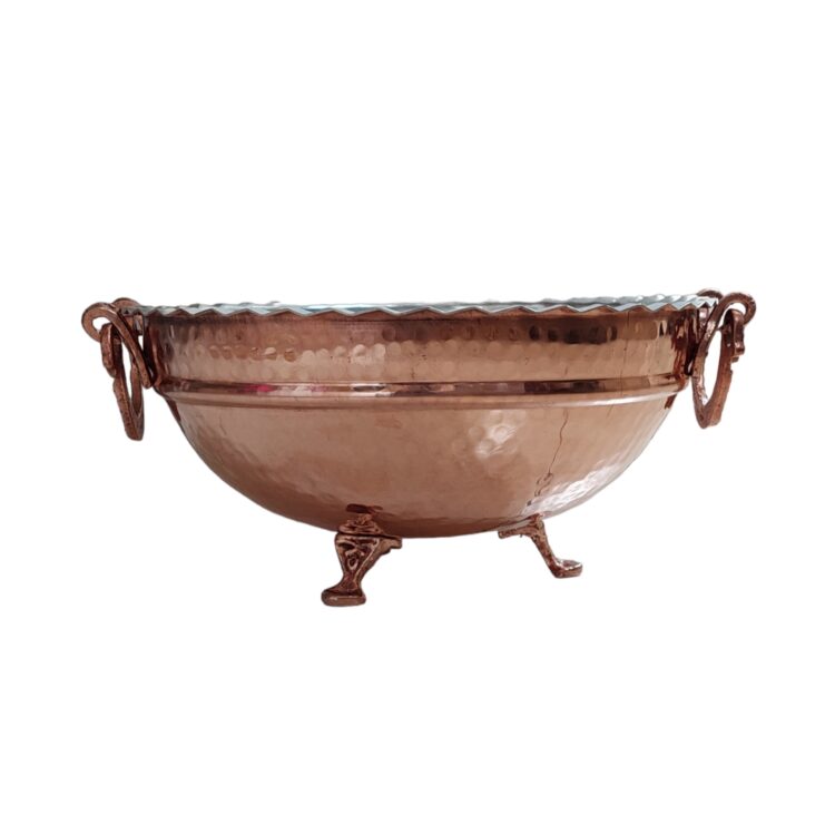 Hammered Pedestal Copper Fruit Bowl Model Code 01 view 1