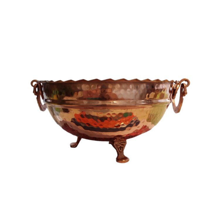 Hammered Pedestal Copper Fruit Bowl Model Code 01 view 4