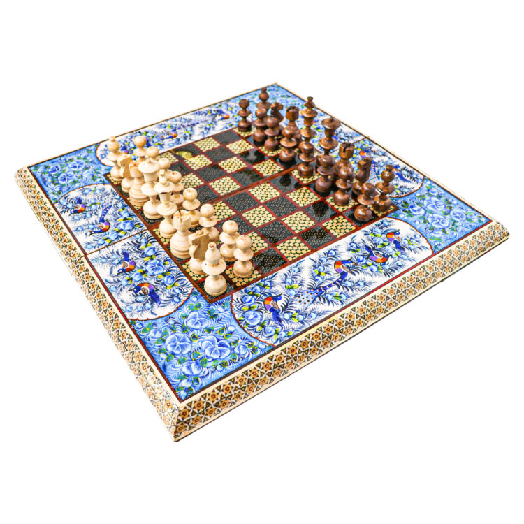 Inlaid Chessboard Model Curved Edge with Bird and Flower Design Code 50bl view 5