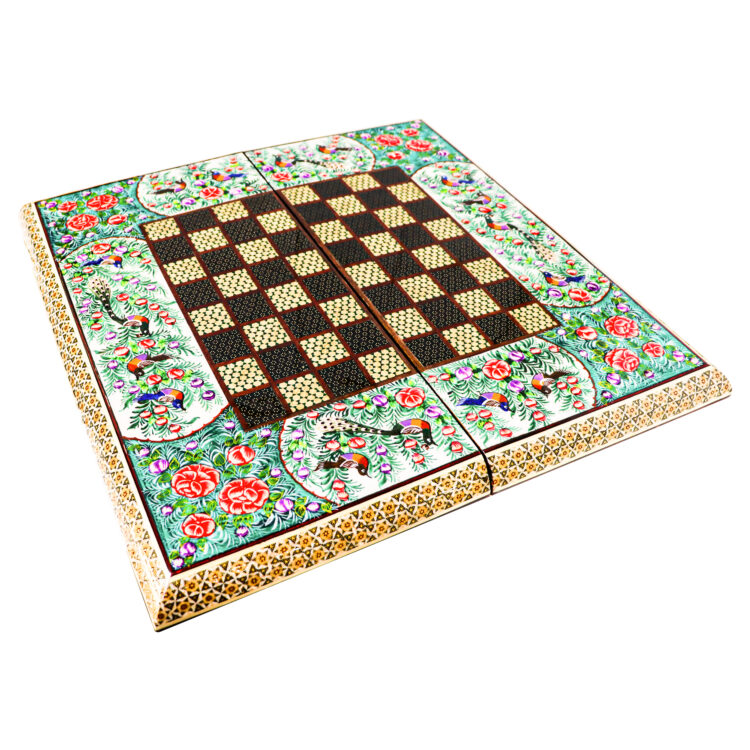 Inlaid Chessboard Model Curved Edge with Bird and Flower Design Code 50gr view 2