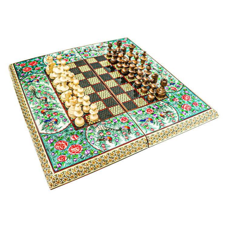 Inlaid Chessboard Model Curved Edge with Bird and Flower Design Code 50gr view 4