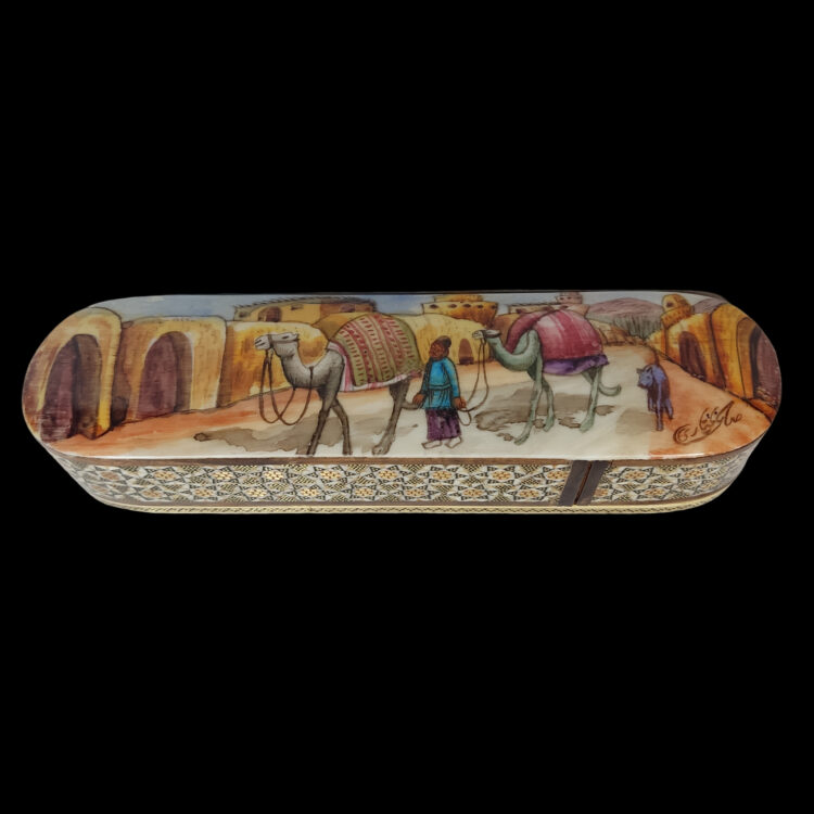 Inlaid Pen Holder with Caravan Design Code 01 view 1