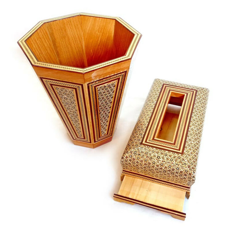 Inlaid Tissue Box and Trash Can Set Code S122 view 1