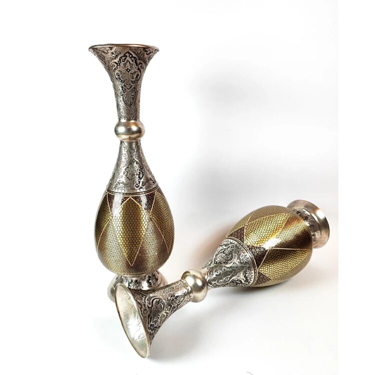 Inlaid Vase with Islamic Design Code GH40 Set of 2 view 3