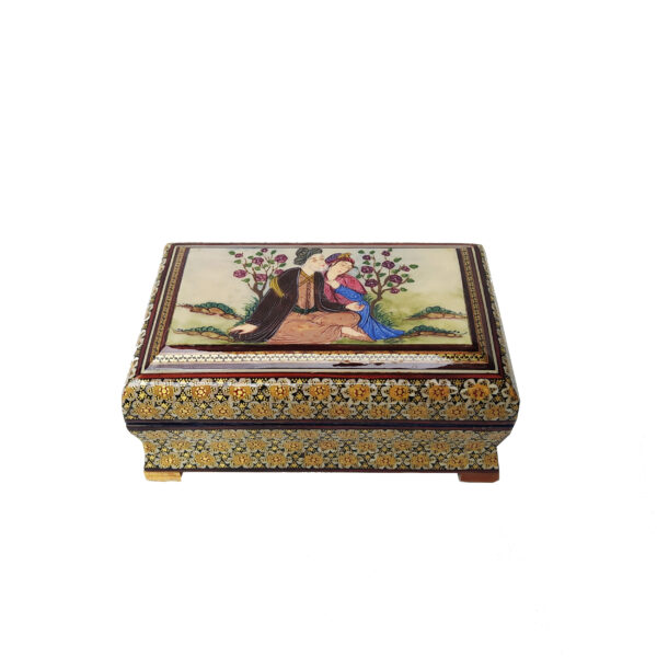 Khatamkari Jewelry Box with Lili and Majnoon Design Code 103 view 1