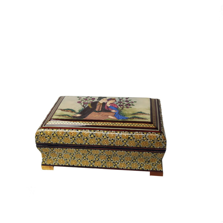 Khatamkari Jewelry Box with Lili and Majnoon Design Code 103 view 2