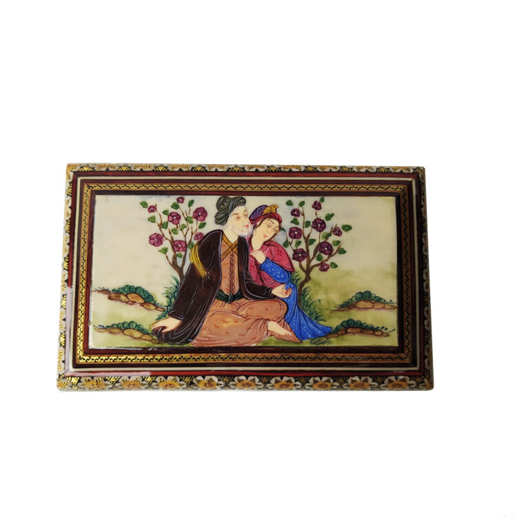 Khatamkari Jewelry Box with Lili and Majnoon Design Code 103 view 4