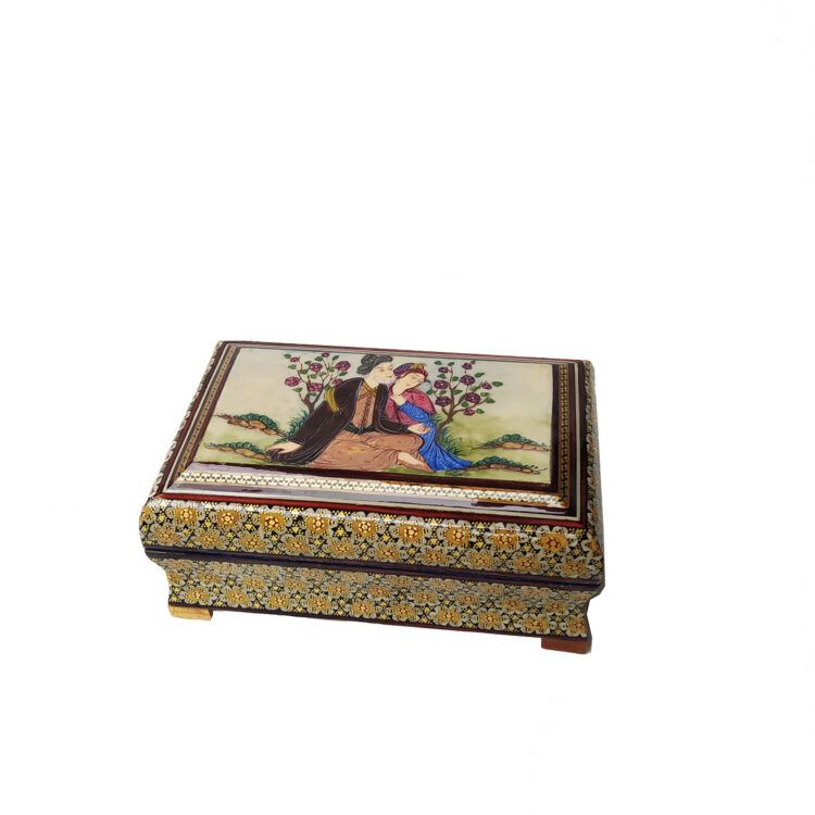 Khatamkari Jewelry Box with Lili and Majnoon Design Code 103 view 5