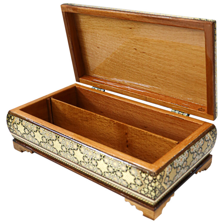 Khatamkari Tissue Box and Knife and Fork Box Set Model Persian Supreme Code HQdark view 4