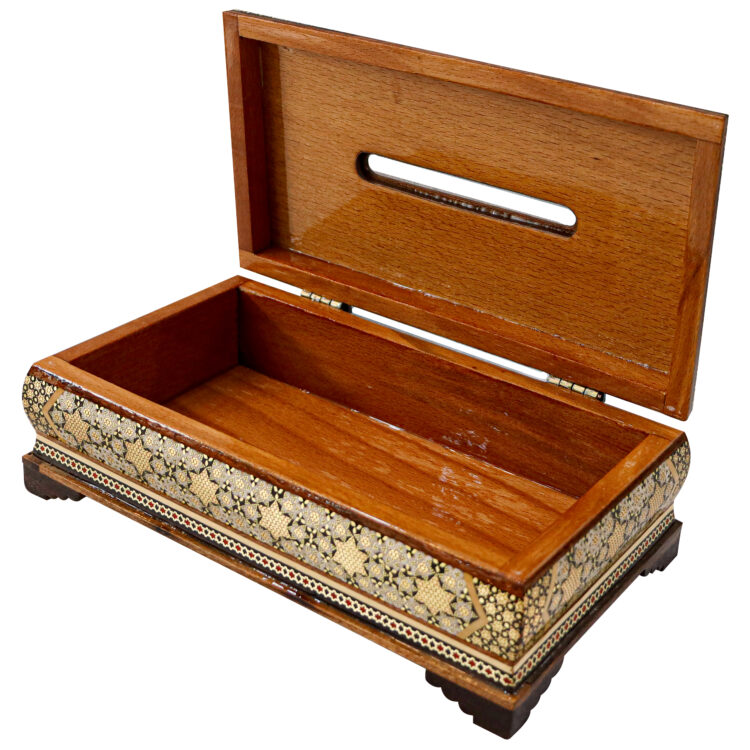 Khatamkari Tissue Box and Knife and Fork Box Set Model Persian Supreme Code HQdark view 6