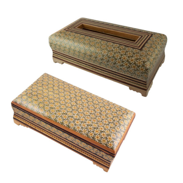 Khatamkari Tissue Box and Knife and Fork Box Set Model W view 1