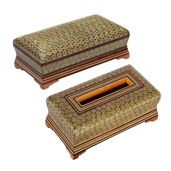 Khatamkari Tissue Box and Knife and Fork Box Set Model Zaberjad Code 1140 view 1