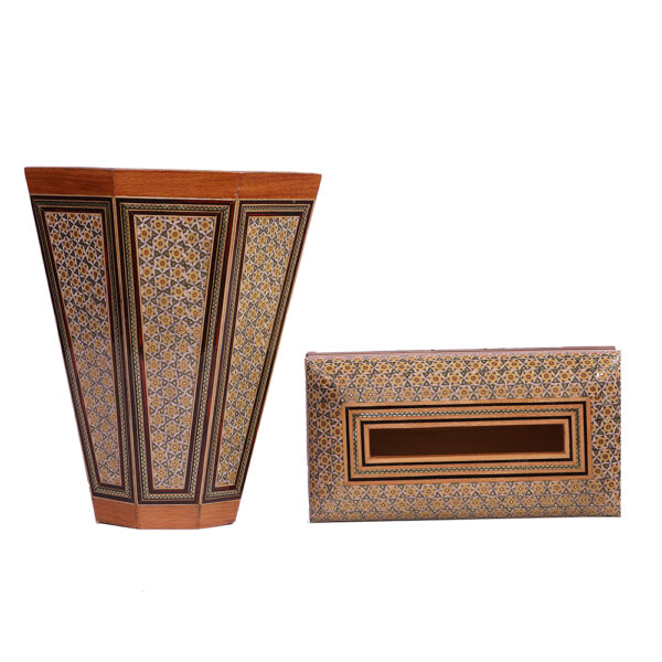 Khatamkari Tissue Box and Trash Can Set Code 2589 view 1