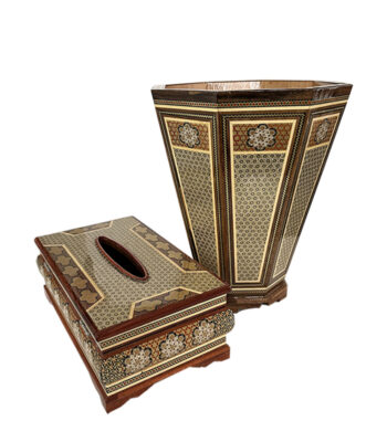 Khatamkari Tissue Box and Trash Can Set Code A57 view 1