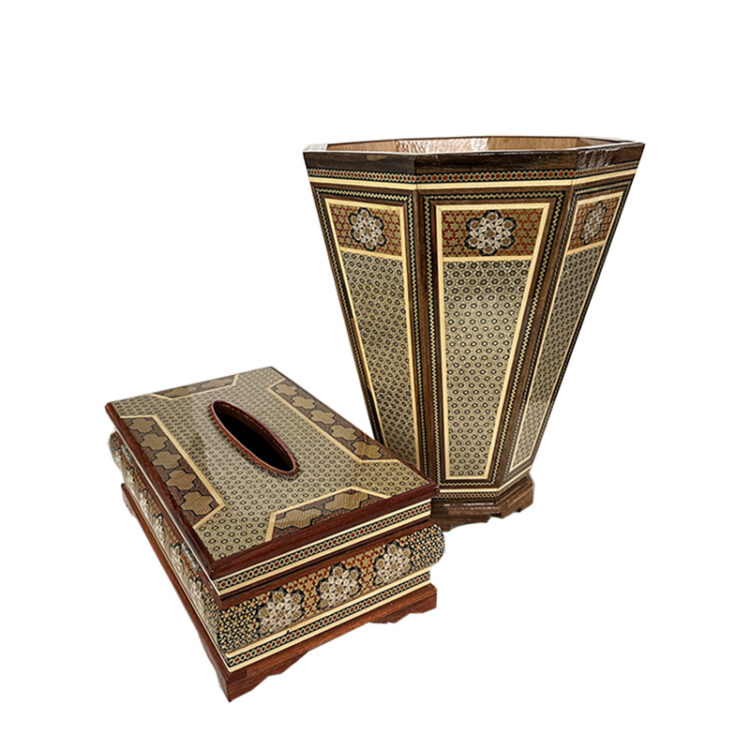 Khatamkari Tissue Box and Trash Can Set Code A57 view 1