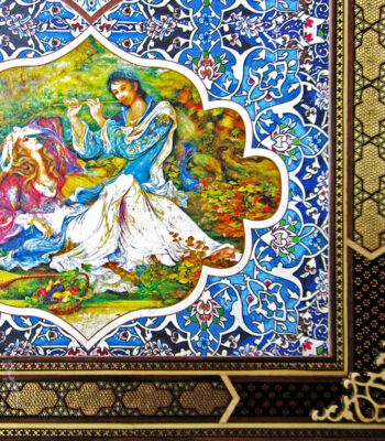 Khatamkari Wall Clock with Miniature Design Column Model Code 8050-1 view 2