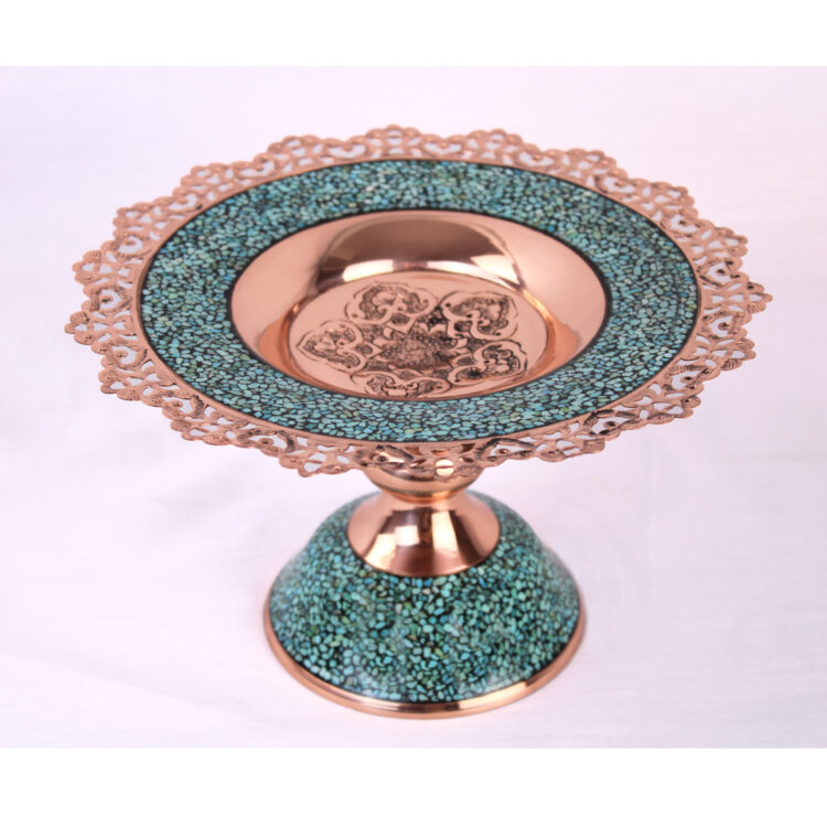 Mesh Design Turquoise Inlaying (FiroozehKoobi) Dessert Plate Code shi20 view 3