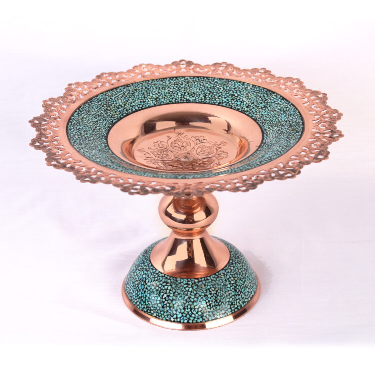 Mesh Design Turquoise Inlaying (FiroozehKoobi) Dessert Plate Code shi25 view 2