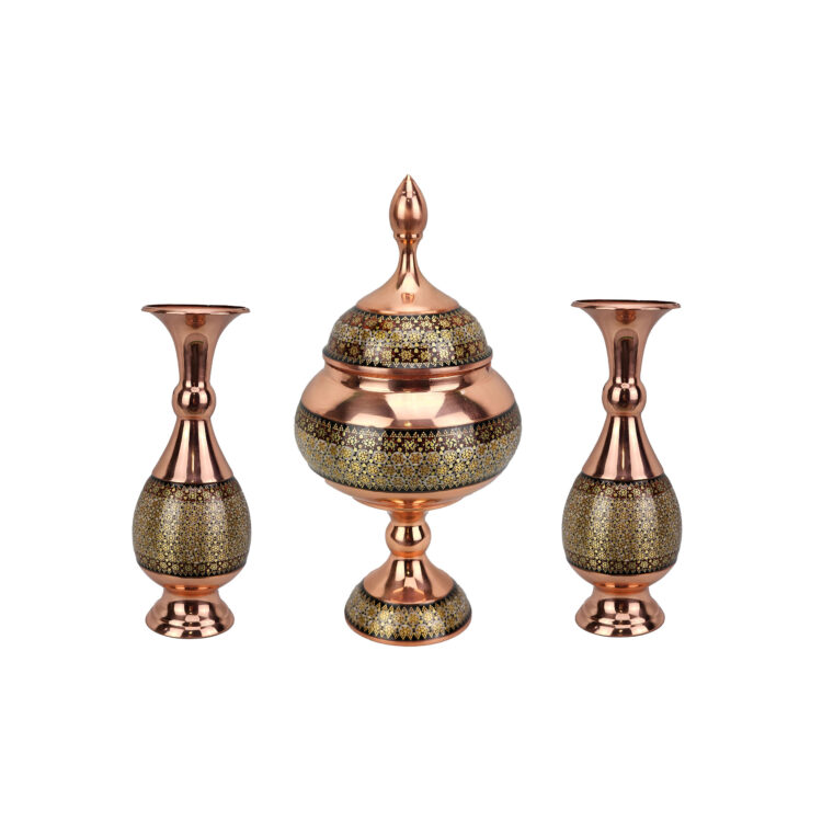 Set of 3 Inlaid Candy Bowl and Vase Model Azar Code s16 view 1