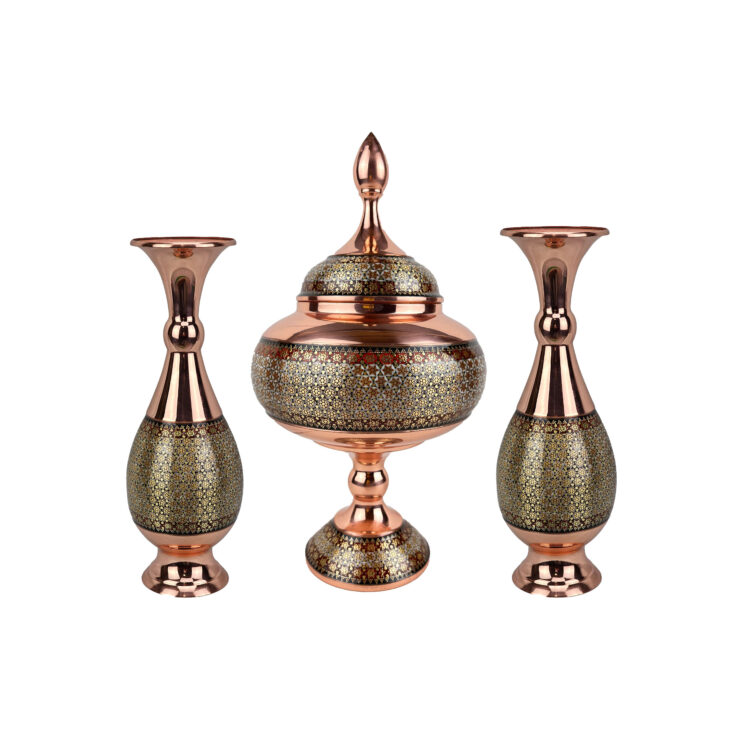 Set of 3 Inlaid Candy Bowl and Vase Model Azar Code s20 view 1