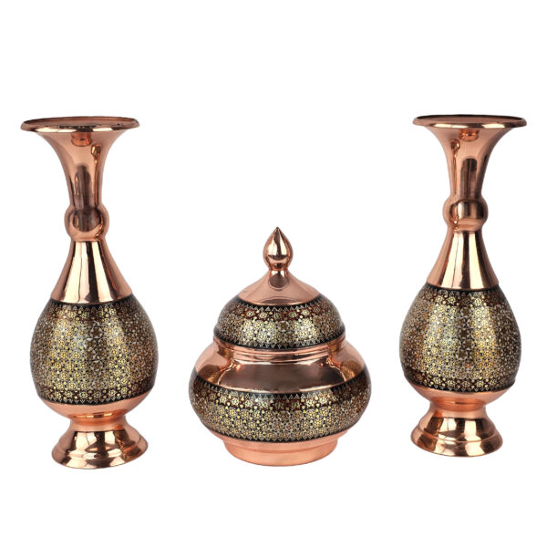 Set of 3 Inlaid Candy Bowl and Vase Model Shirazi Code GH20 view 1