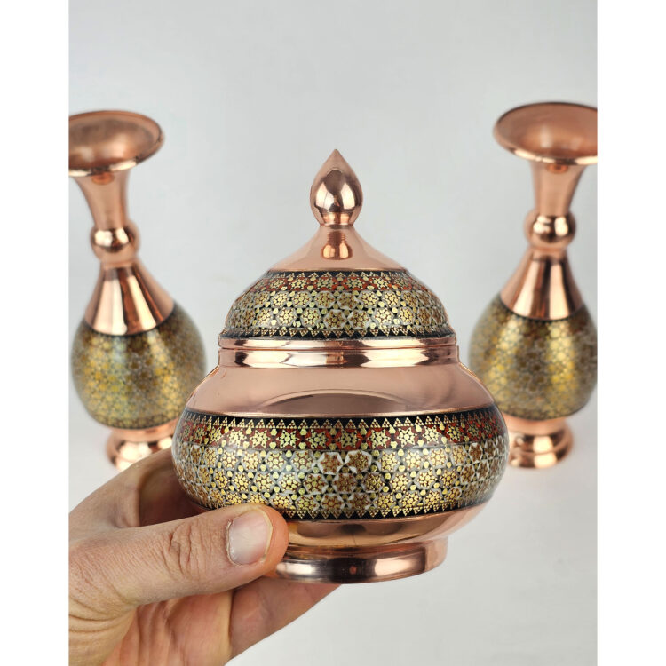 Set of 3 Inlaid Candy Bowl and Vase Model Shirazi Code GH20 view 8