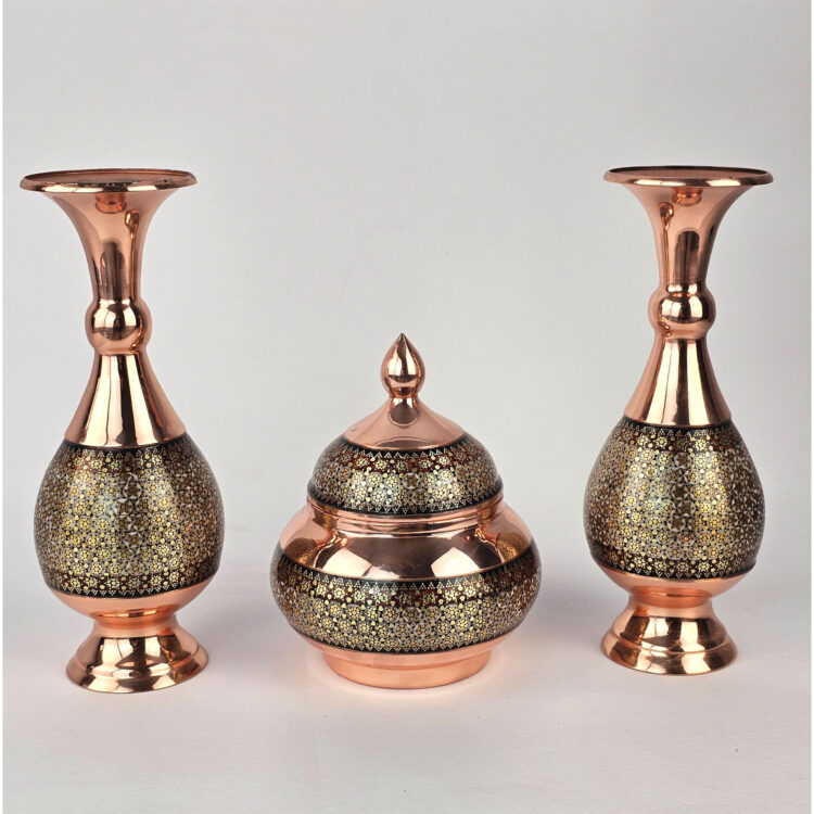 Set of 3 Inlaid Candy Bowl and Vase Model Shirazi Code GH20 view 9