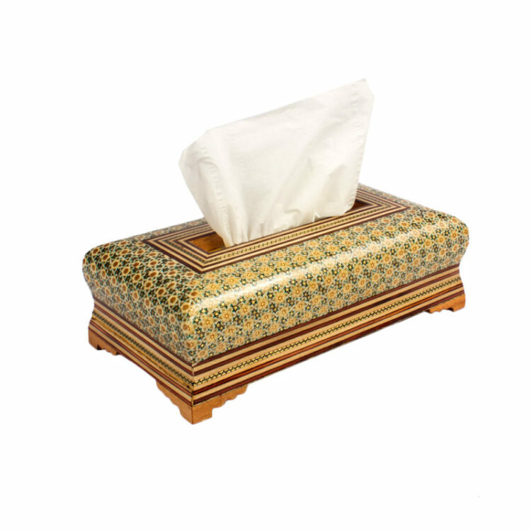 Set of Three Inlaid Tissue Box and Trash Can Code 25-1 view 6