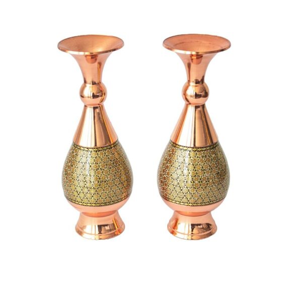 Set of Two Copper Inlaid Vases Model JK01 view 1