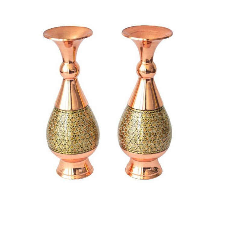 Set of Two Copper Inlaid Vases Model JK01 view 2