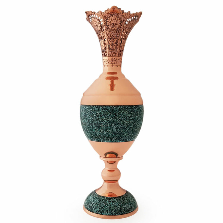 Shahin Shirazi Turquoise Inlaying (FiroozehKoobi) Vase Model Senboldan Code s3 view 1