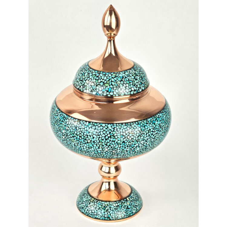 Shirazi Model Copper Turquoise Inlaying (FiroozehKoobi) Candy Bowl Code Sh25 view 4