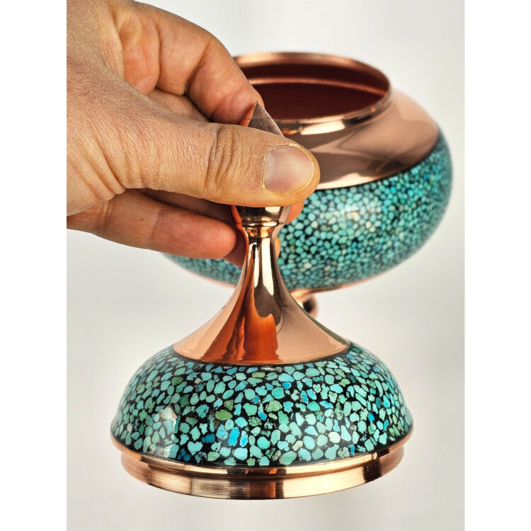 Shirazi Model Copper Turquoise Inlaying (FiroozehKoobi) Candy Bowl Code Sh25 view 8