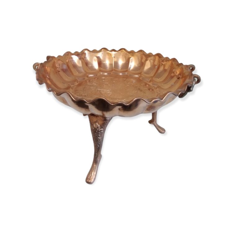 Tall Three-Legged Copper Fruit Bowl Model Code BO view 1