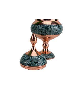 Three-piece Copper Turquoise Inlaying (FiroozehKoobi) Candy Bowl and Vase Set Model Shirazi Code 16 view 2