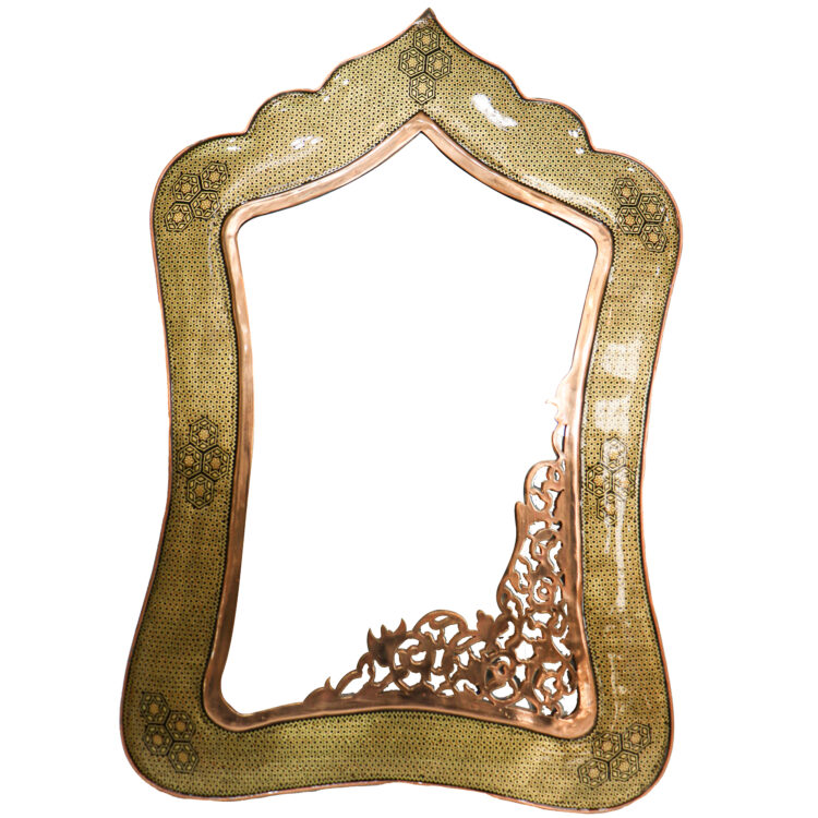 Three-Piece Khatamkari Mirror and Candle Holder Set Superior Model Slim Waist Design Code 306030 view 4