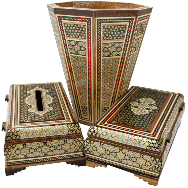 Three-Piece Khatamkari Set Model Persian Supreme Code HQdark view 10