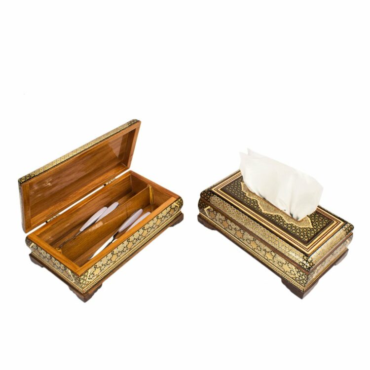 Three-Piece Khatamkari Trash Can, Tissue Box, and Knife and Fork Box Set Code A30 view 10