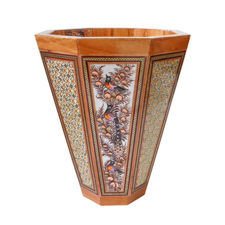 Three-Piece Khatamkari Trash Can, Tissue Box, and Knife and Fork Box Set Model Embossed Painting Code br21sim view 9