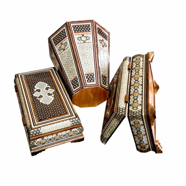 Three-Piece Khatamkari Trash Can, Tissue Box, and Knife and Fork Box Set Model Topi Code 02 B view 2